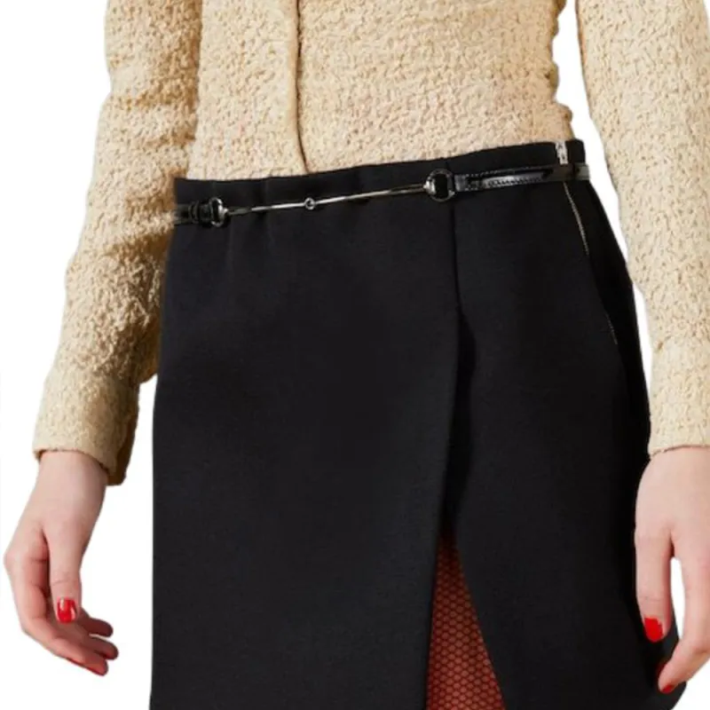 GUCCI Horsebit Front Slit Mini Skirt-4
