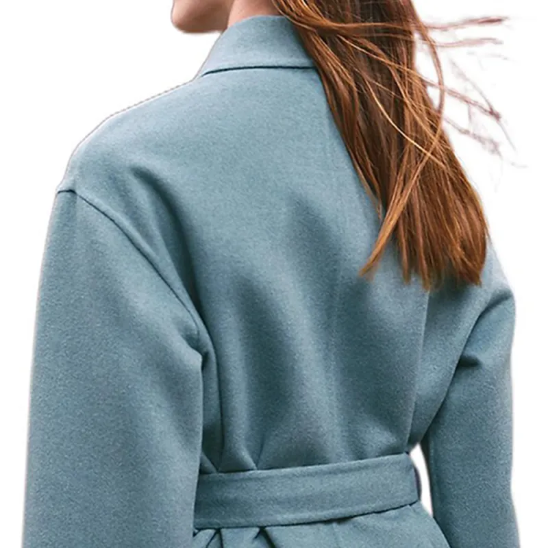 HERMES FW22 Coats Women's Blue Moss-2