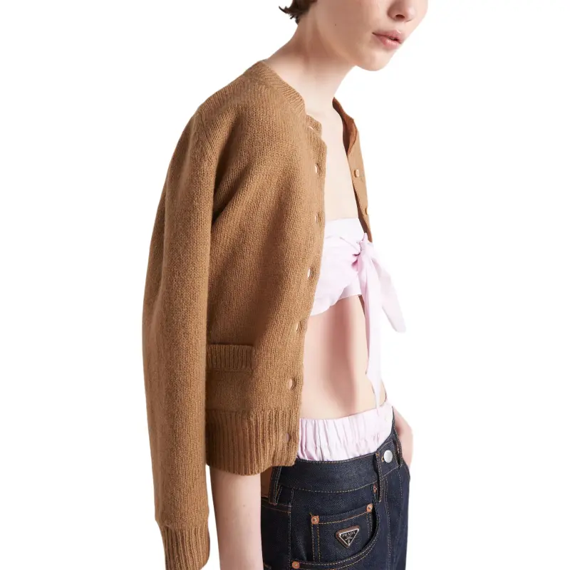 PRADA Checked Cotton Bandeau Top-4