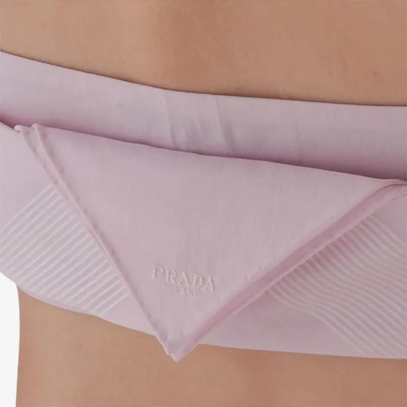 PRADA Checked Cotton Bandeau Top-5