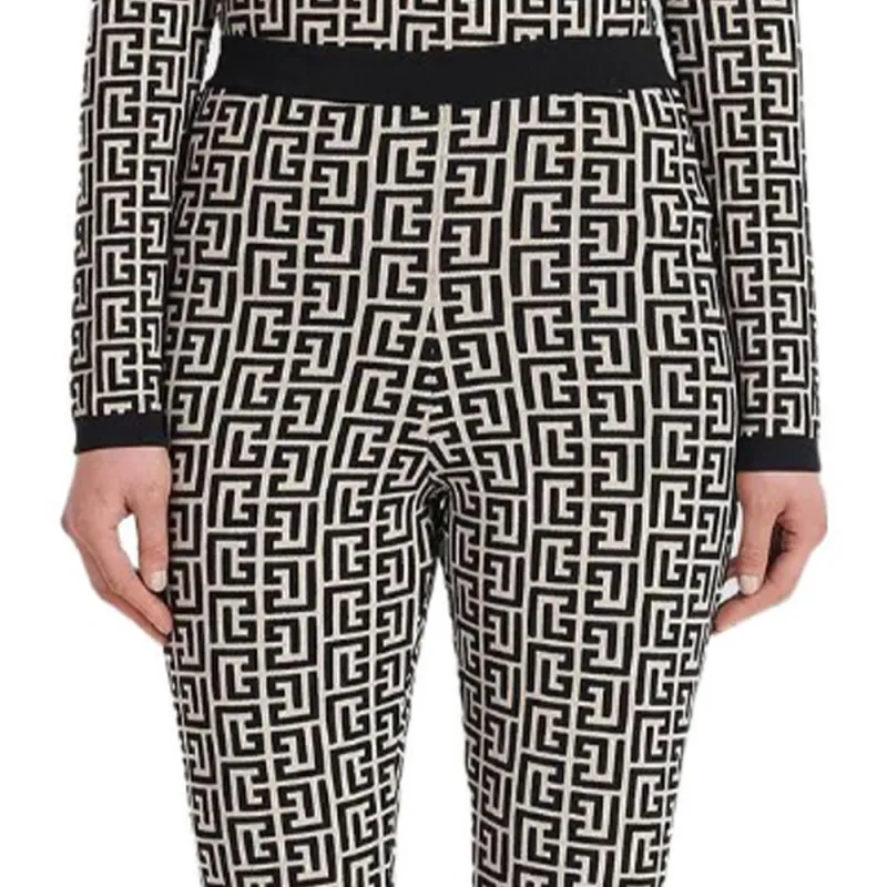 BALMAIN Logo Monogram Knitted Leggings-3