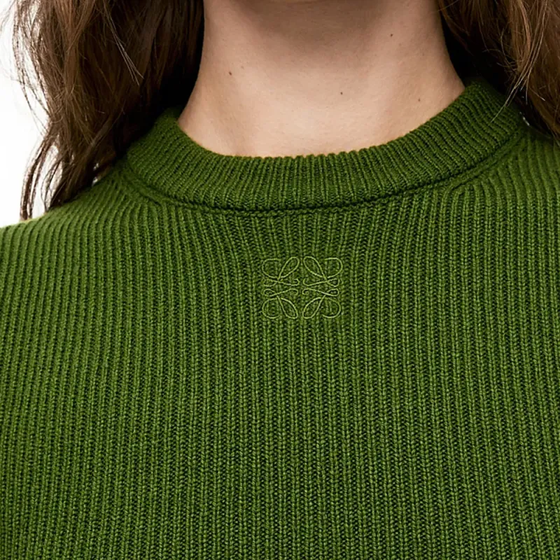 LOEWE Cropped Sweater 'Forest Green'-4