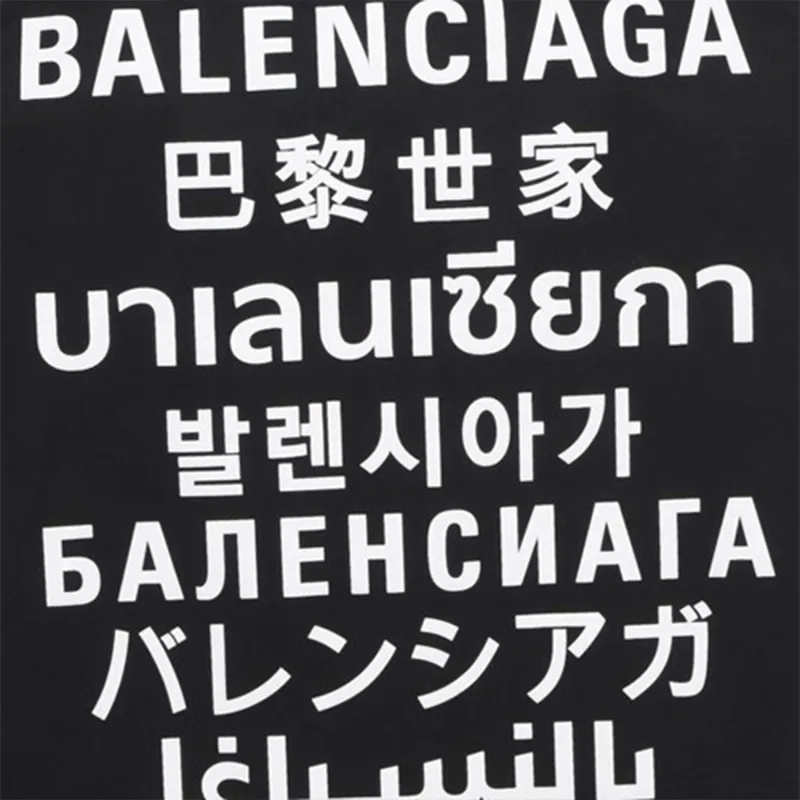 Balenciaga Languages Short Sleeve Button Down Shirt 'Black'-3