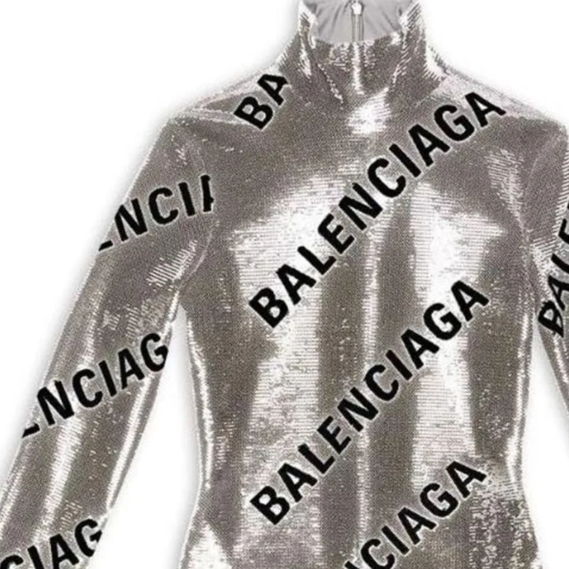 Balenciaga Long-Sleeved Dresses Women's Silver-3