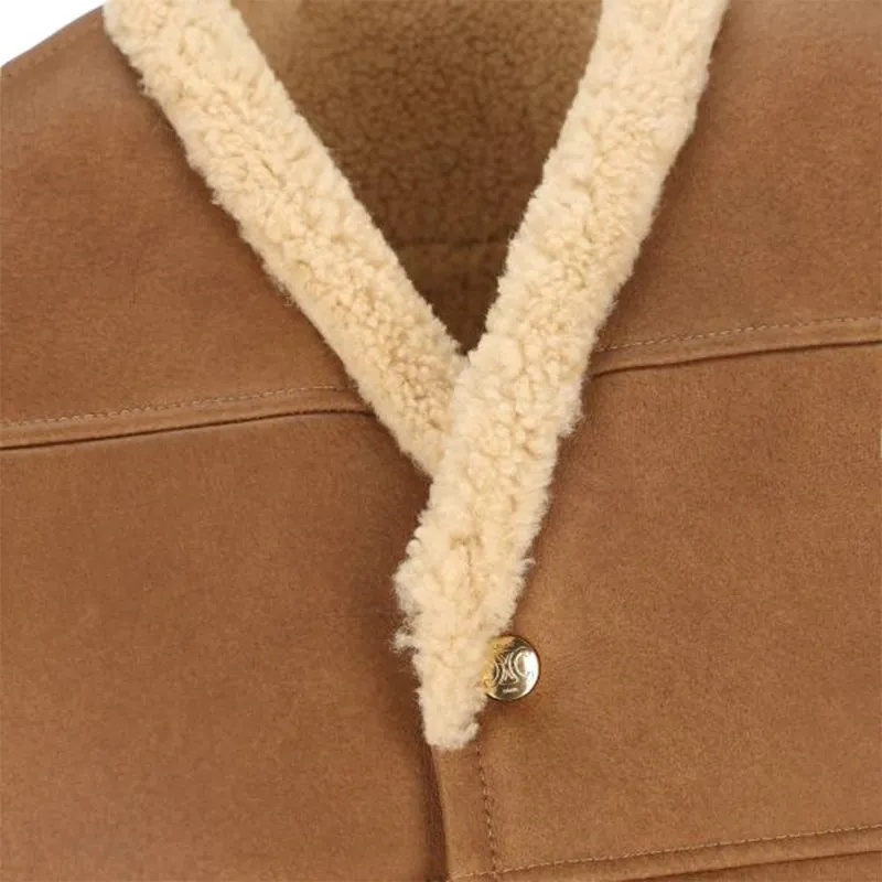 CELINE Oversized Sleeveless Jacket In Curly Lambskin-3