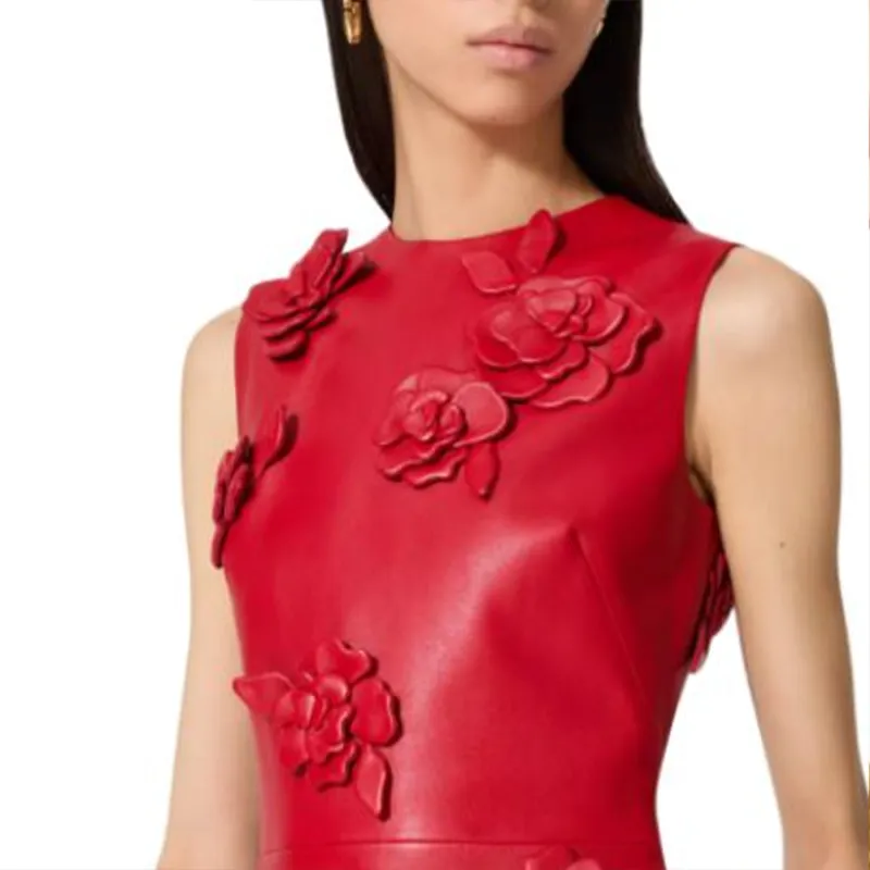 Valentino Sleeveless Dress Women's Red-4