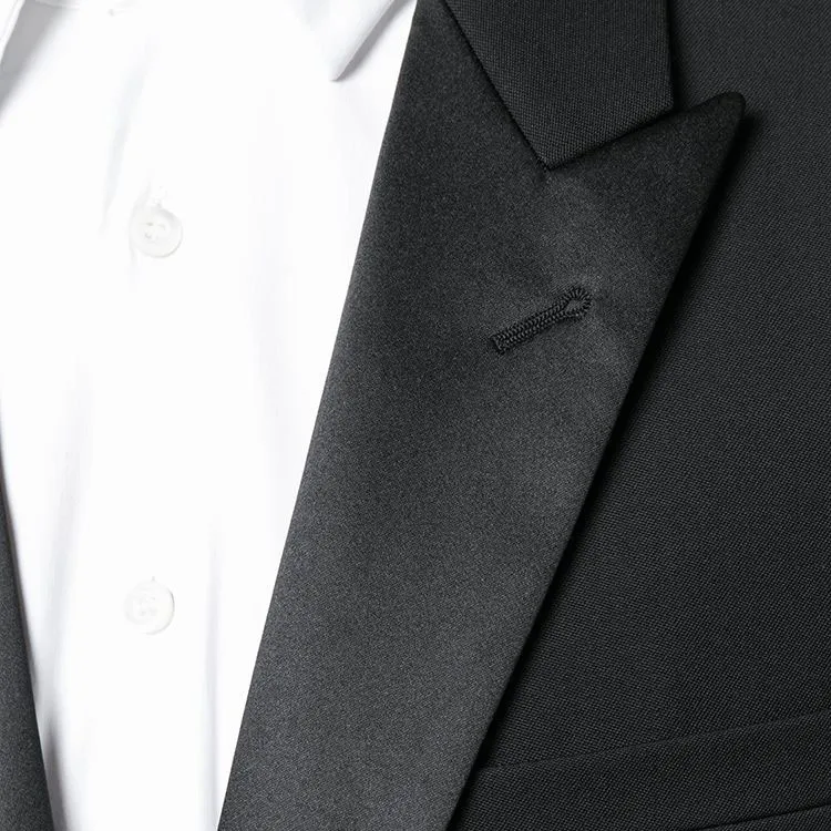 SAINT LAURENT Single Breasted Tuxedo Jacket-4