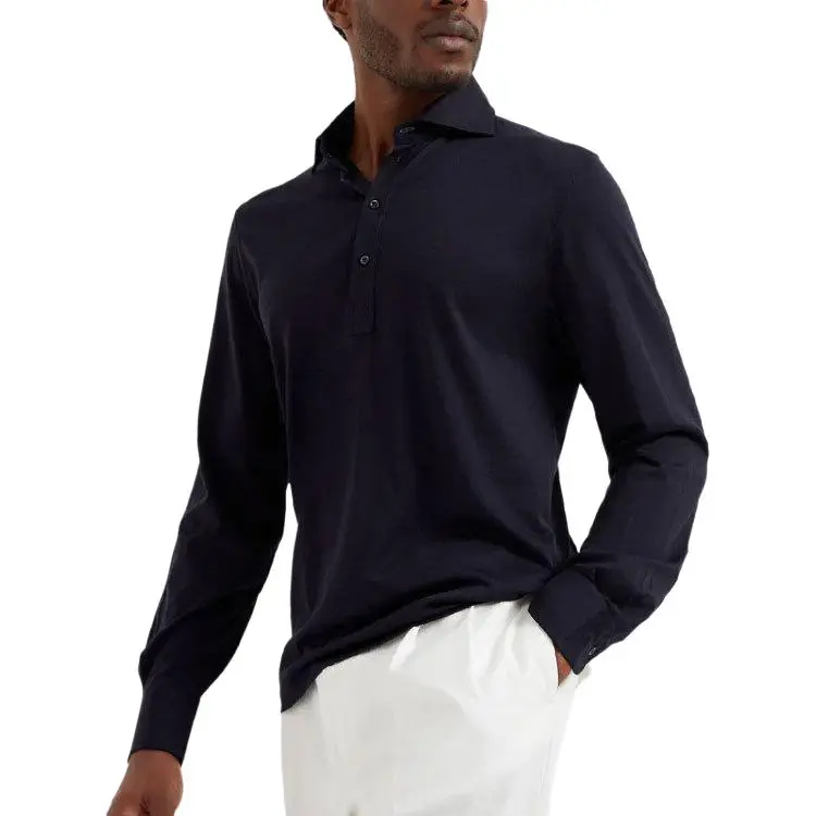 Brunello Cucinelli Long Sleeved Straight Hem Polo Shirt-2