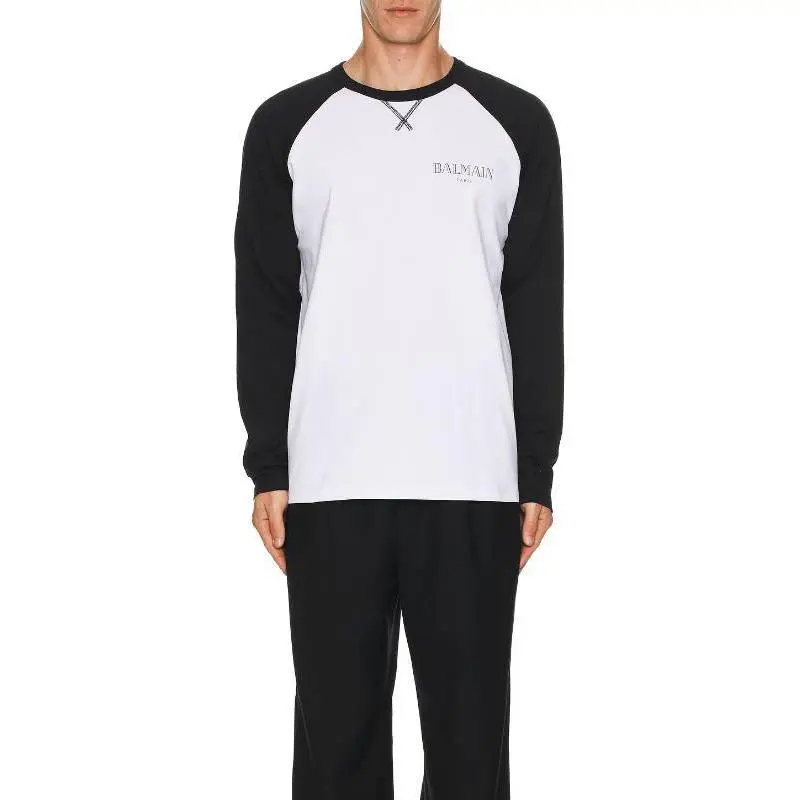 BALMAIN Logo Printed Long Sleeve T Shirt-4