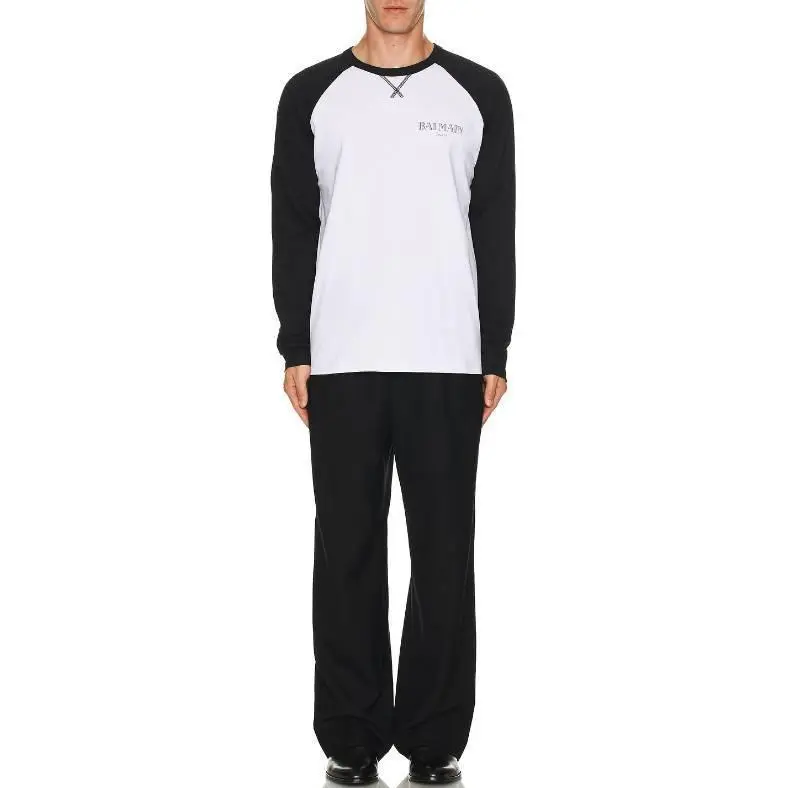 BALMAIN Logo Printed Long Sleeve T Shirt-2