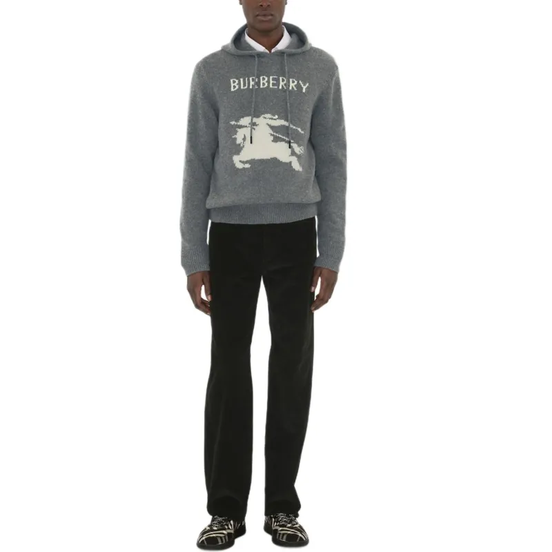 Burberry Ekd Intarsia Knit Drawstring Hoodie-1