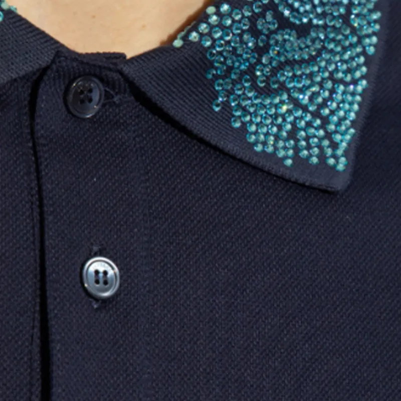 VERSACE Glass Crystal embellished Polo Shirt-5