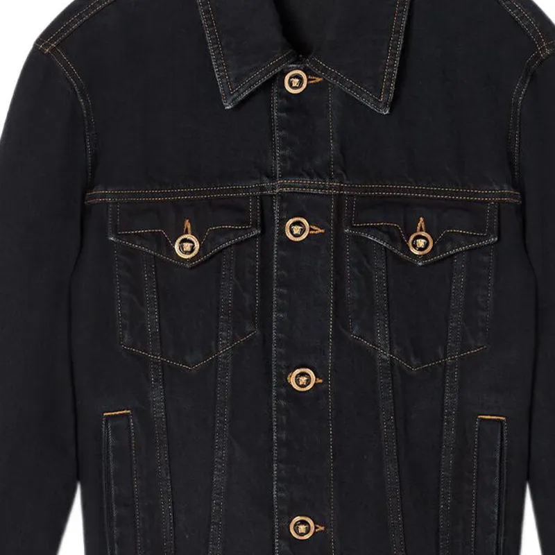 VERSACE Denim Jackets Men Black-1