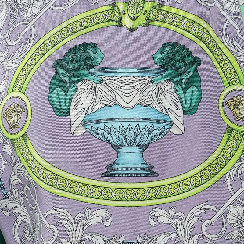 VERSACE Barocco Mosaic Print Silk Shorts 'Lilac/Green Water'-4