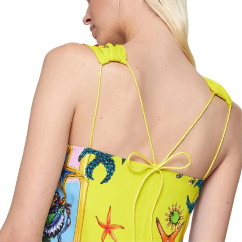 VERSACE Sleeveless Dress Women's Yellow-1