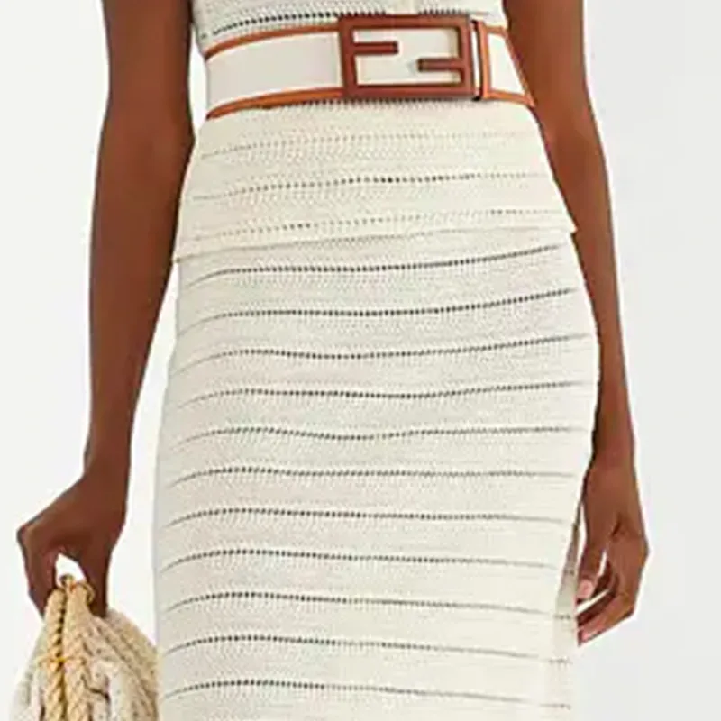 FENDI SS21 Casual Long Skirt Women's White-4
