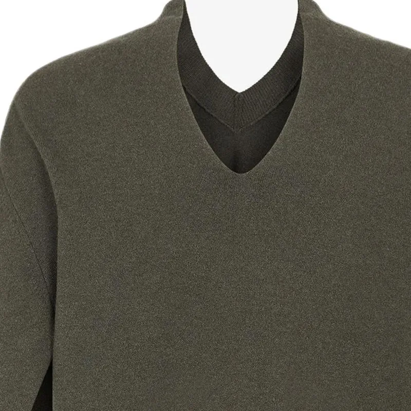 FENDI V Neck Logo Embroidered Sweater-3