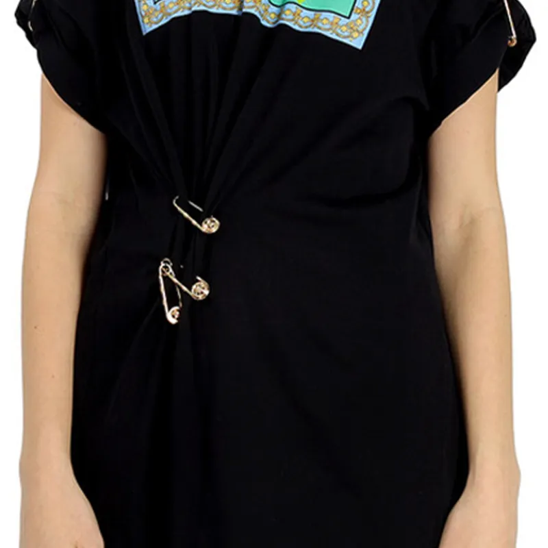 VERSACE Short Sleeved Dresses Women's Black-5