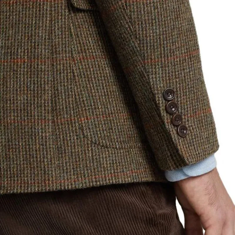 Polo Ralph Lauren Polo Plaid Shetland Wool Tweed Jacket Business Suit Coat Men's Brown-2