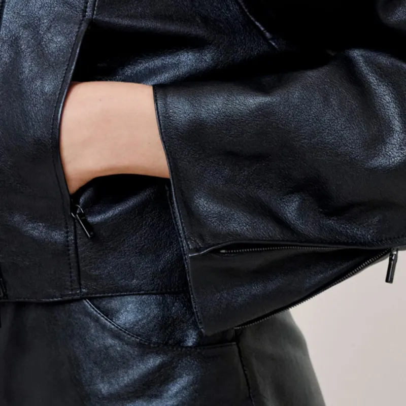 CHANEL Leather Jackets Women's Black-1