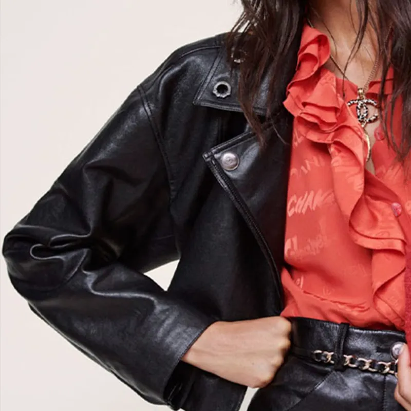 CHANEL Leather Jackets Women's Black-2