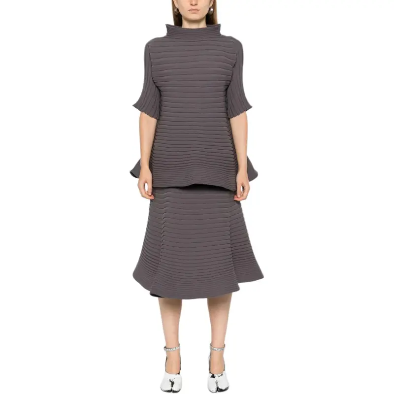 PLEATS PLEASE ISSEY MIYAKE Casual Long Skirt Women's Brown-1