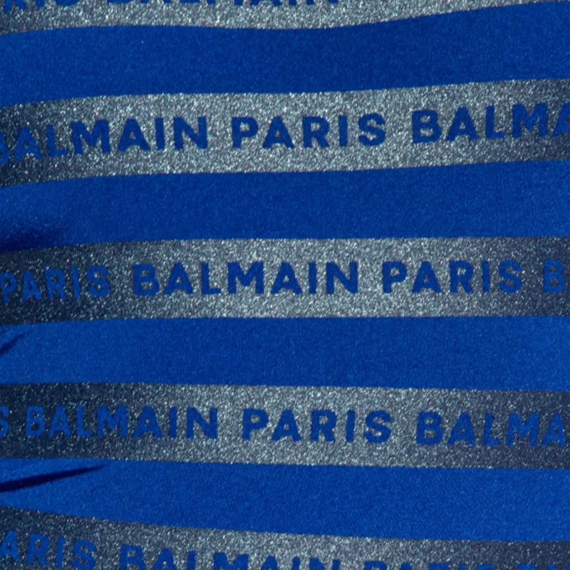 BALMAIN Glittery Logo-stripes Swimsuit-1