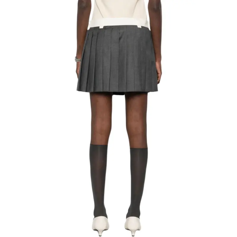 MIU MIU Pleated Mini Skirt Grey-2