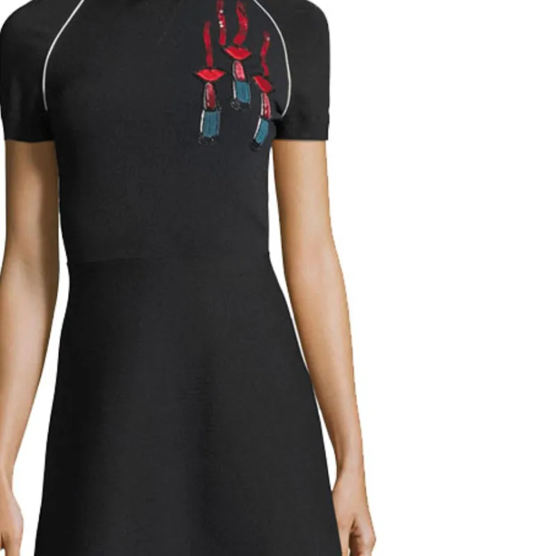 Valentino Short Sleeved Dresses Women's Black-3