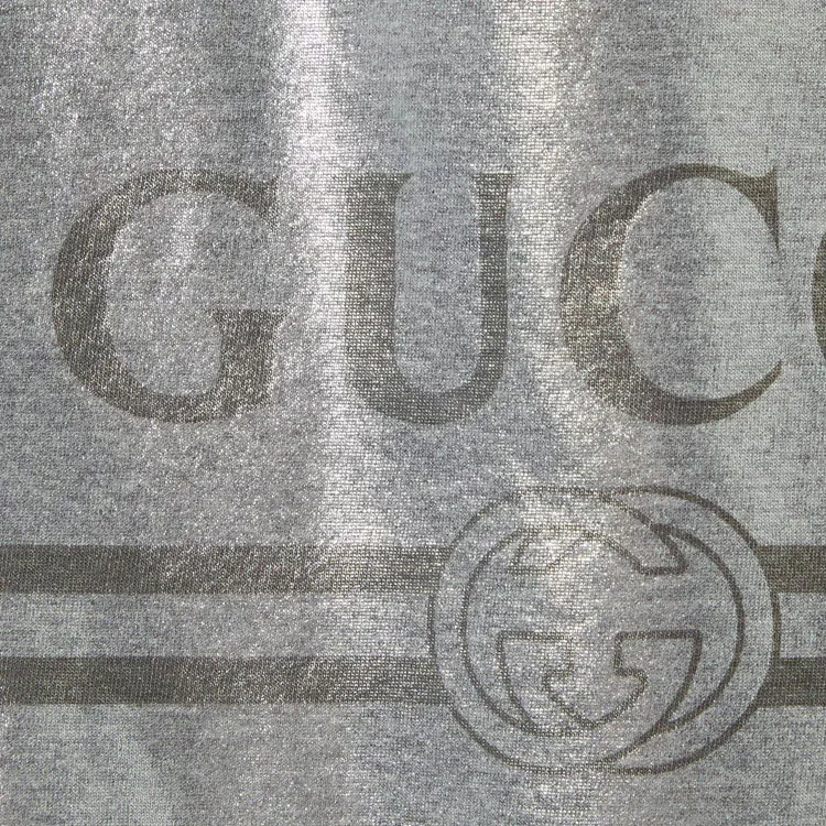 GUCCI Logo Printed Metallic T Shirt-5