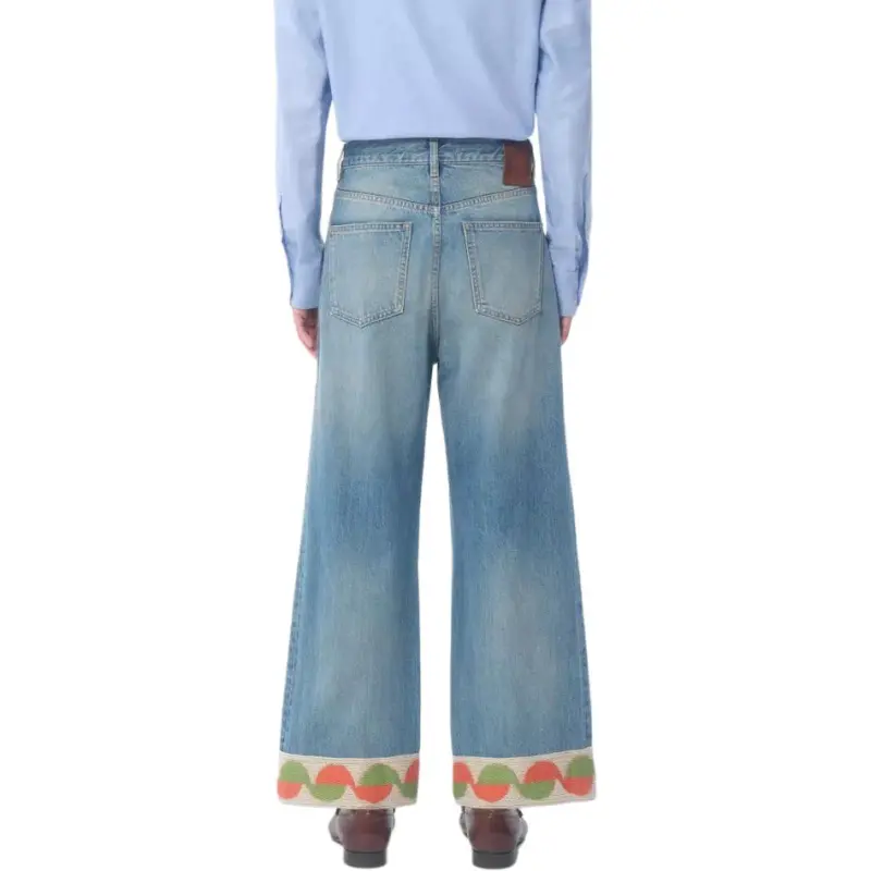 Valentino Logo Patch Wide Leg Jeans-3
