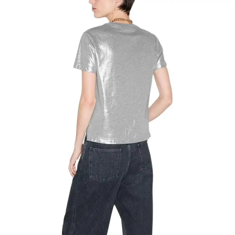 GUCCI Logo Printed Metallic T Shirt-2