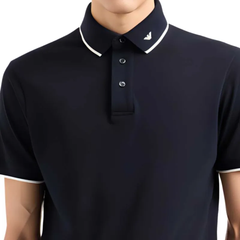 EMPORIO ARMANI Mercerised Piqué Polo Shirt With Micro Eagle Embroidery-4