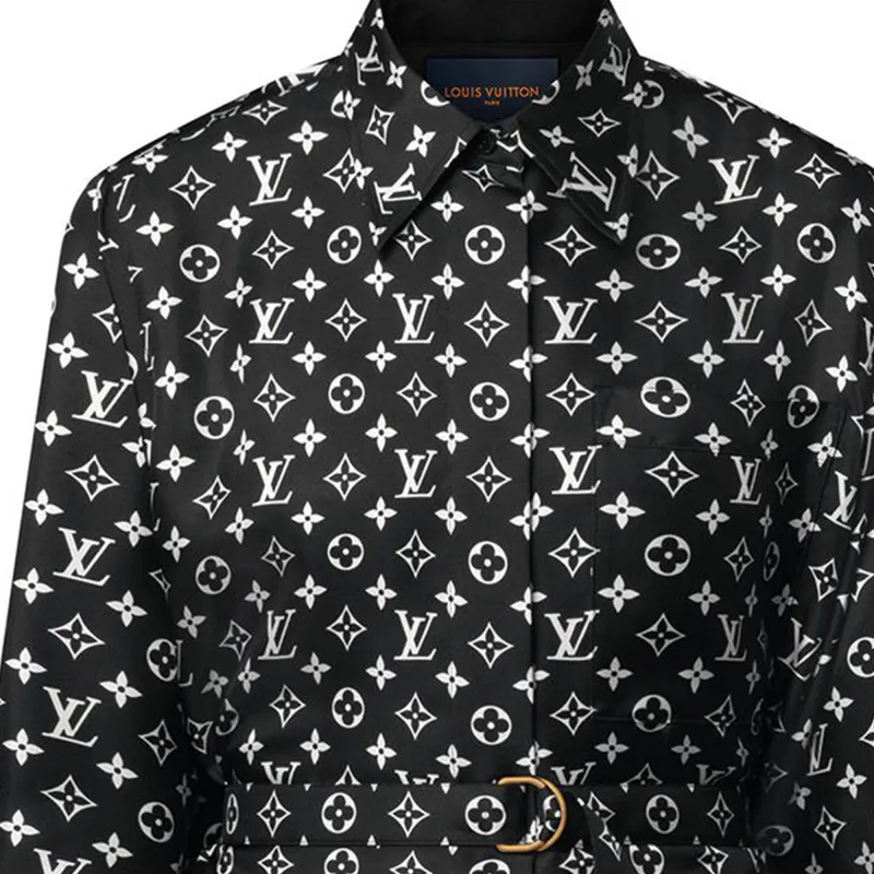 LOUIS VUITTON Monogram Silk Shirt Dress-2