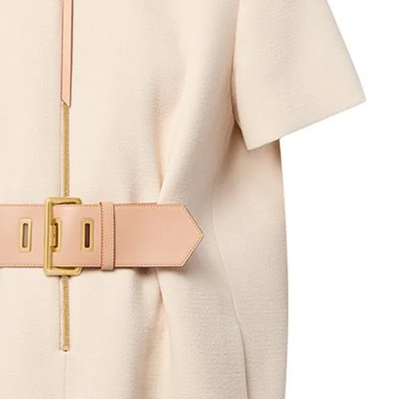 Lv Belted Crepe T Shirt Dress-4