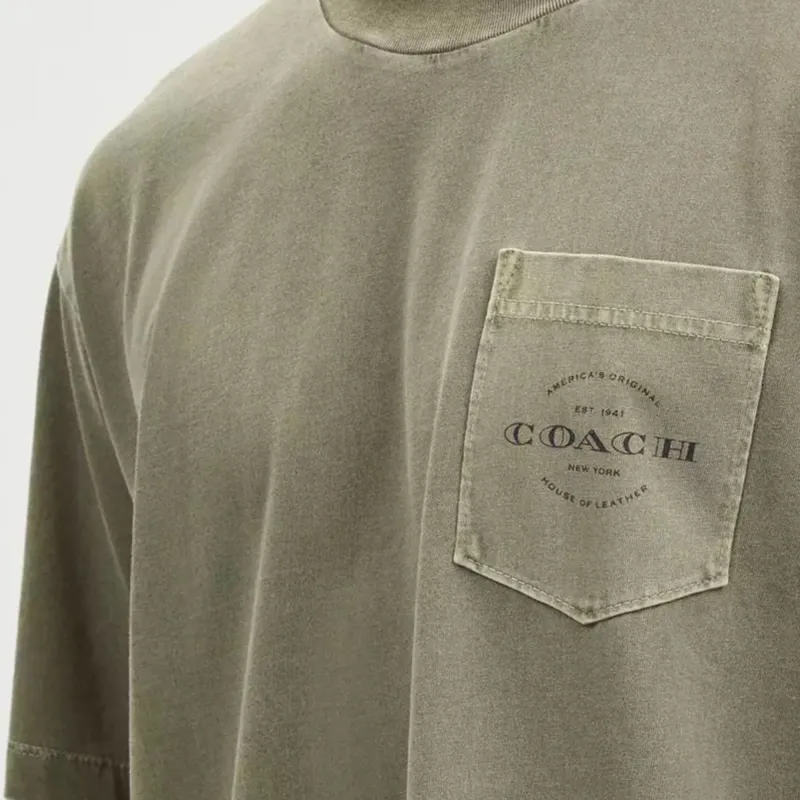 COACH Pocket T Shirt T-Shirt Men's Olive Green-3