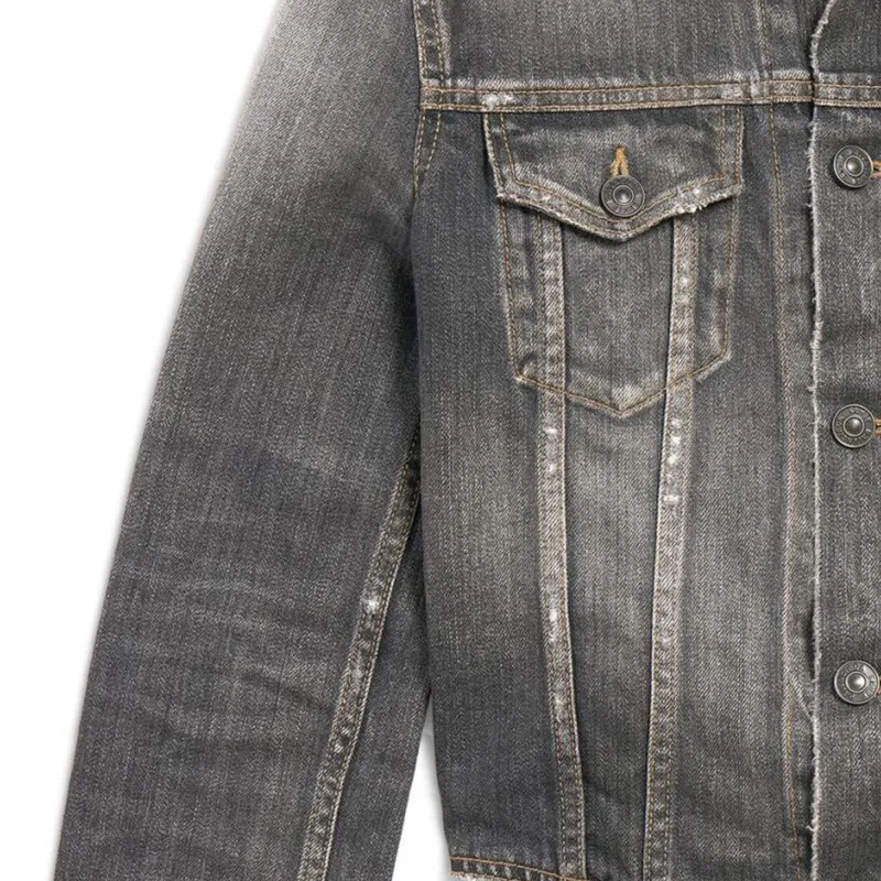 Balenciaga SS25 Denim Jacket Regular Fit Women's Dark Gray-6
