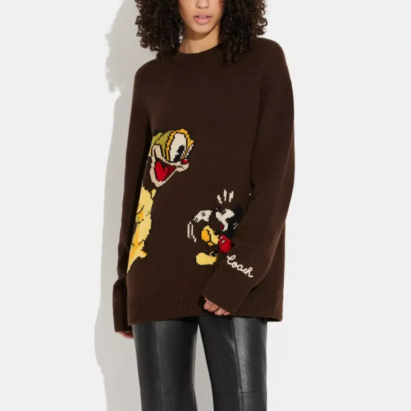 Disney X COACH Cashmere Sweaters Unisex Brown-2