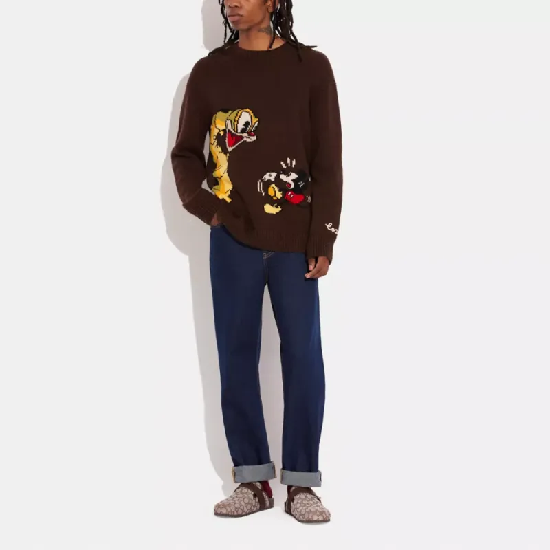 Disney X COACH Cashmere Sweaters Unisex Brown-1