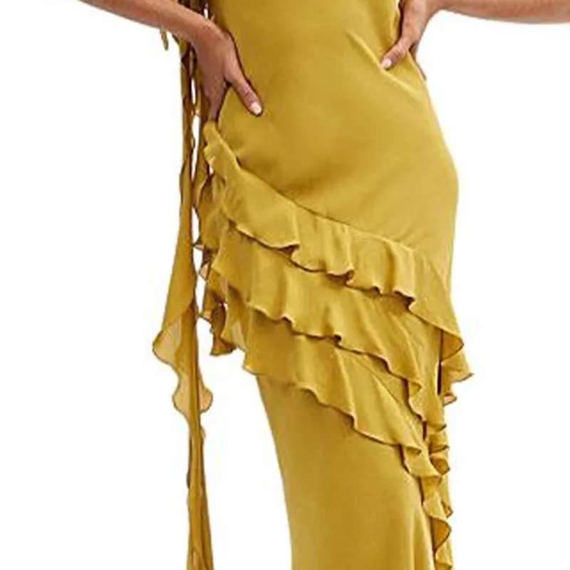 COACH Slip Dress Women's Dark Yellow-4