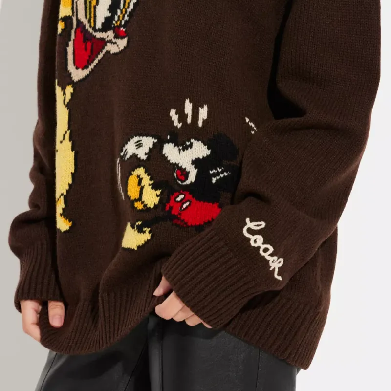 Disney X COACH Cashmere Sweaters Unisex Brown-4