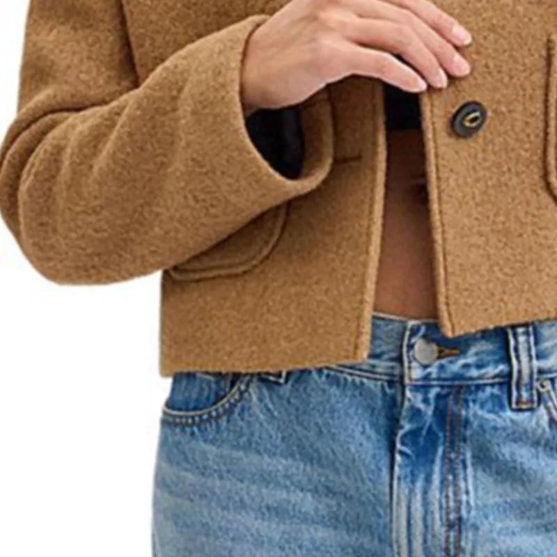 COACH FW24 Cropped Coat Women's Camel-4