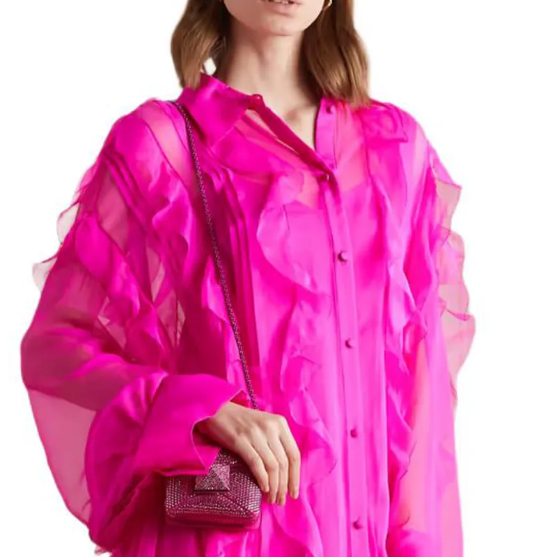 Valentino Long Sleeved Dress Women's Fuchsia-2