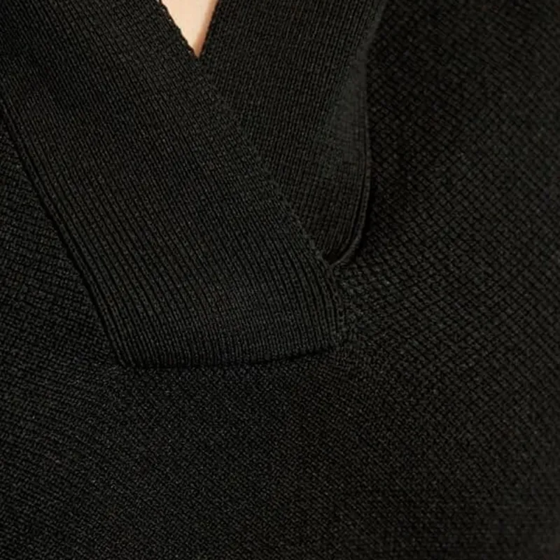 Alaia V Neck Knitted Hooded Top-4