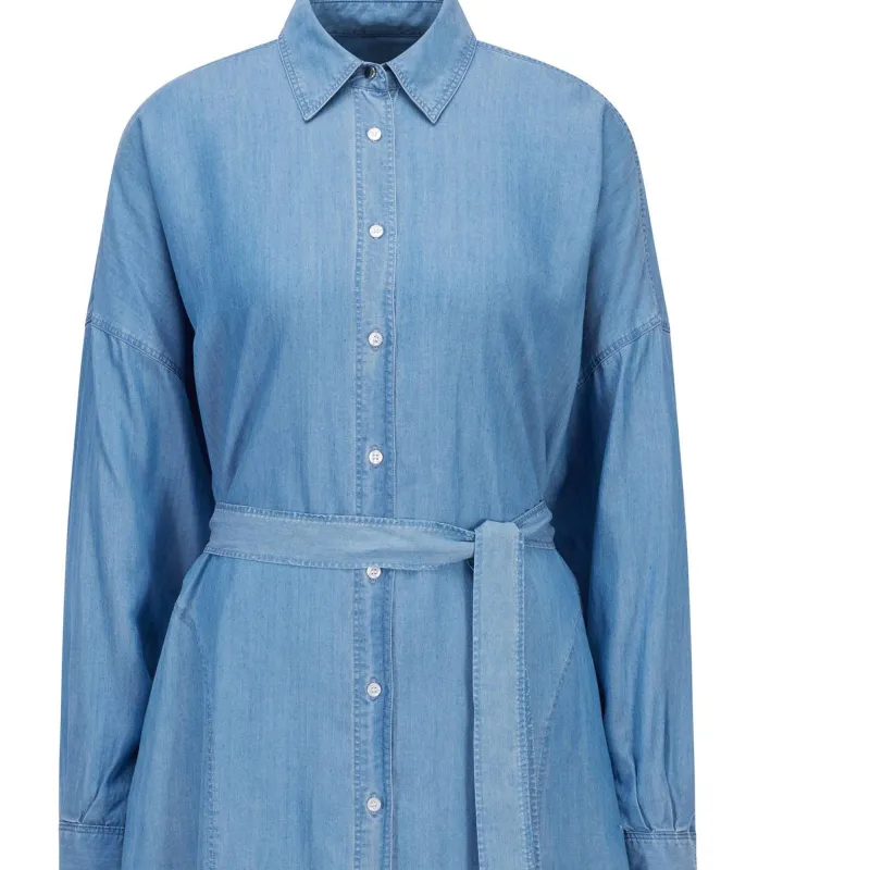 HUGO BOSS Long Sleeved Dresses Women's Blue-4