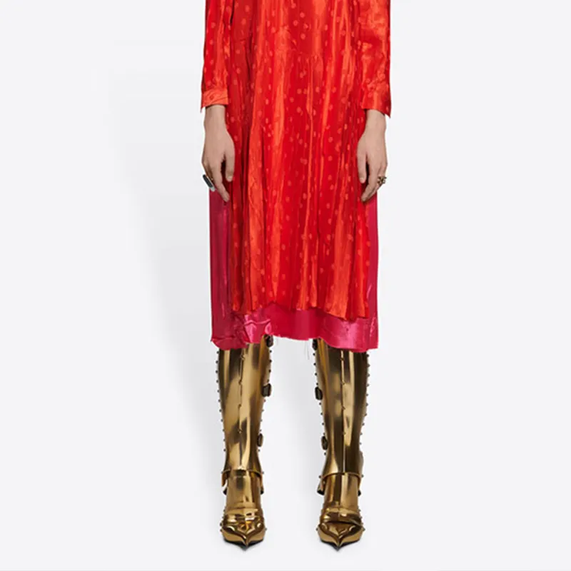 Balenciaga Long-Sleeved Dresses Women's Rose Red-5