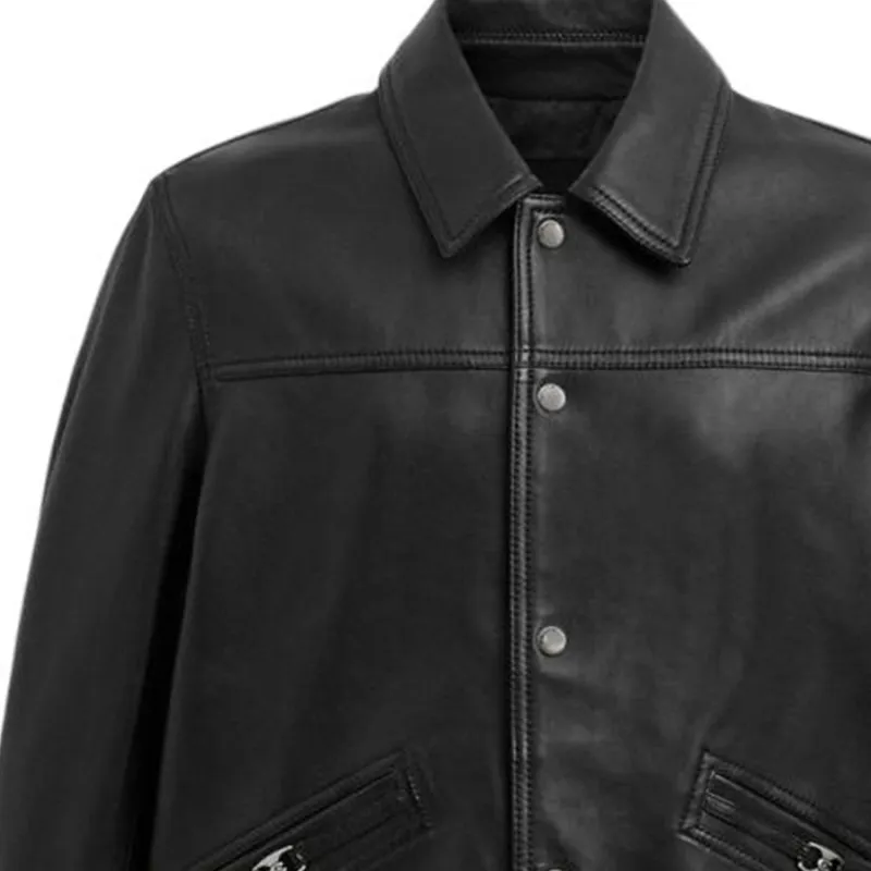 COACH Leather Jacket Men's Black-3