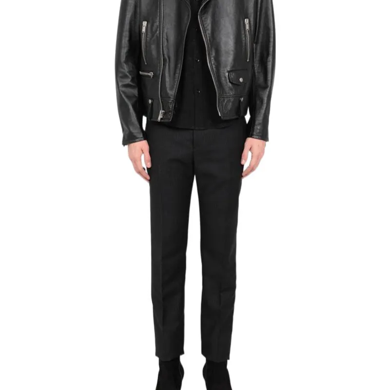 SAINT LAURENT Leather Zipped Biker Jacket-2