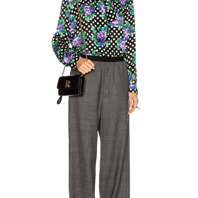 Balenciaga Floral Polka Dot Scarf Blouse 'Black'-4