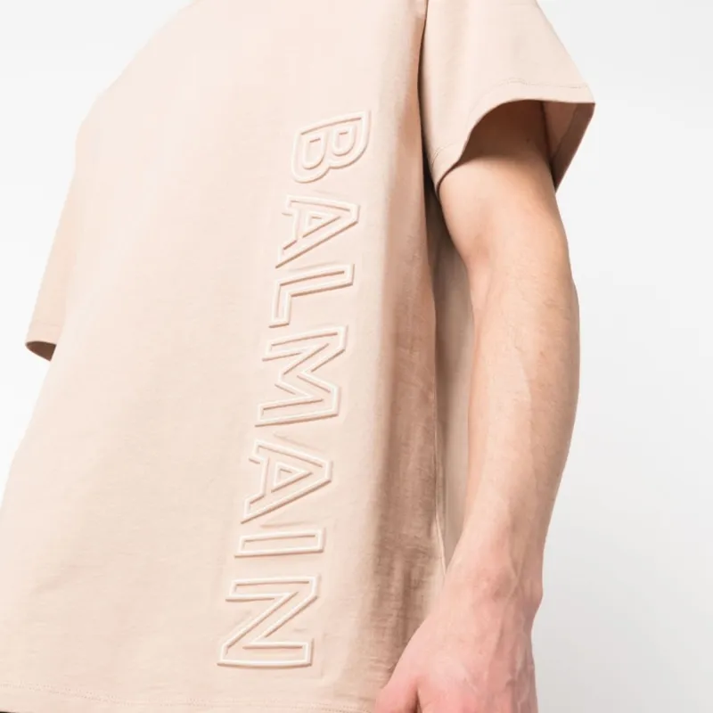 BALMAIN Logo embossed Cotton T shirt-4